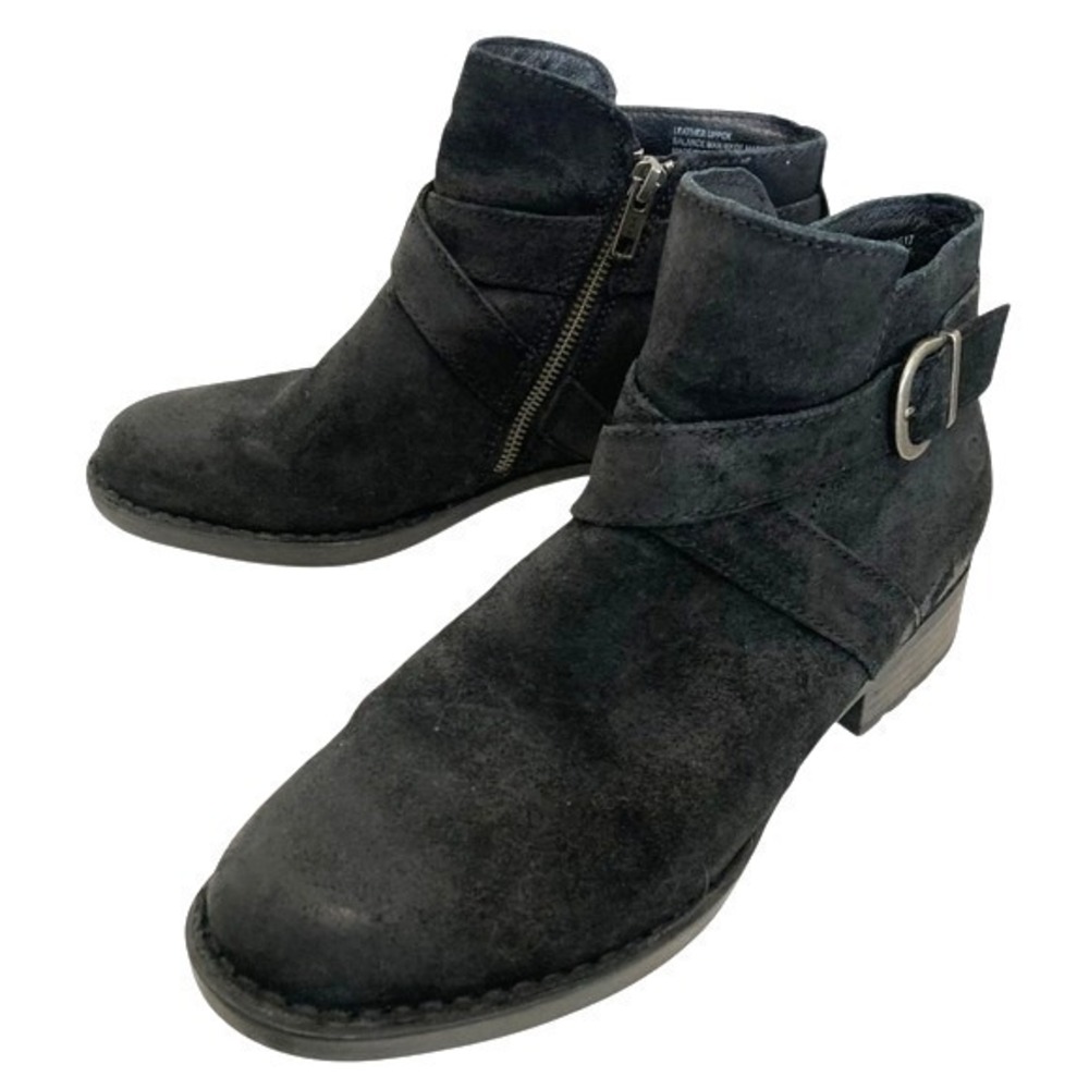 SOLD Born Trinculo Black Suede Leather Ankle Booties Womens 8.5 Buckle Comfort - Picture 7 of 16